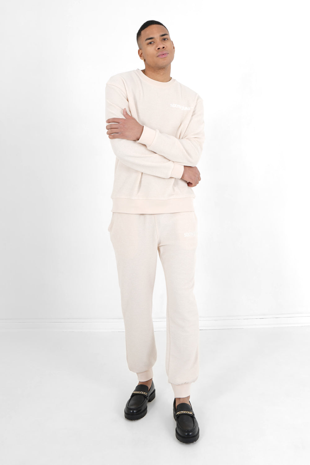 Sixth June Jogging Tissu Bouclette Blanc Cassé