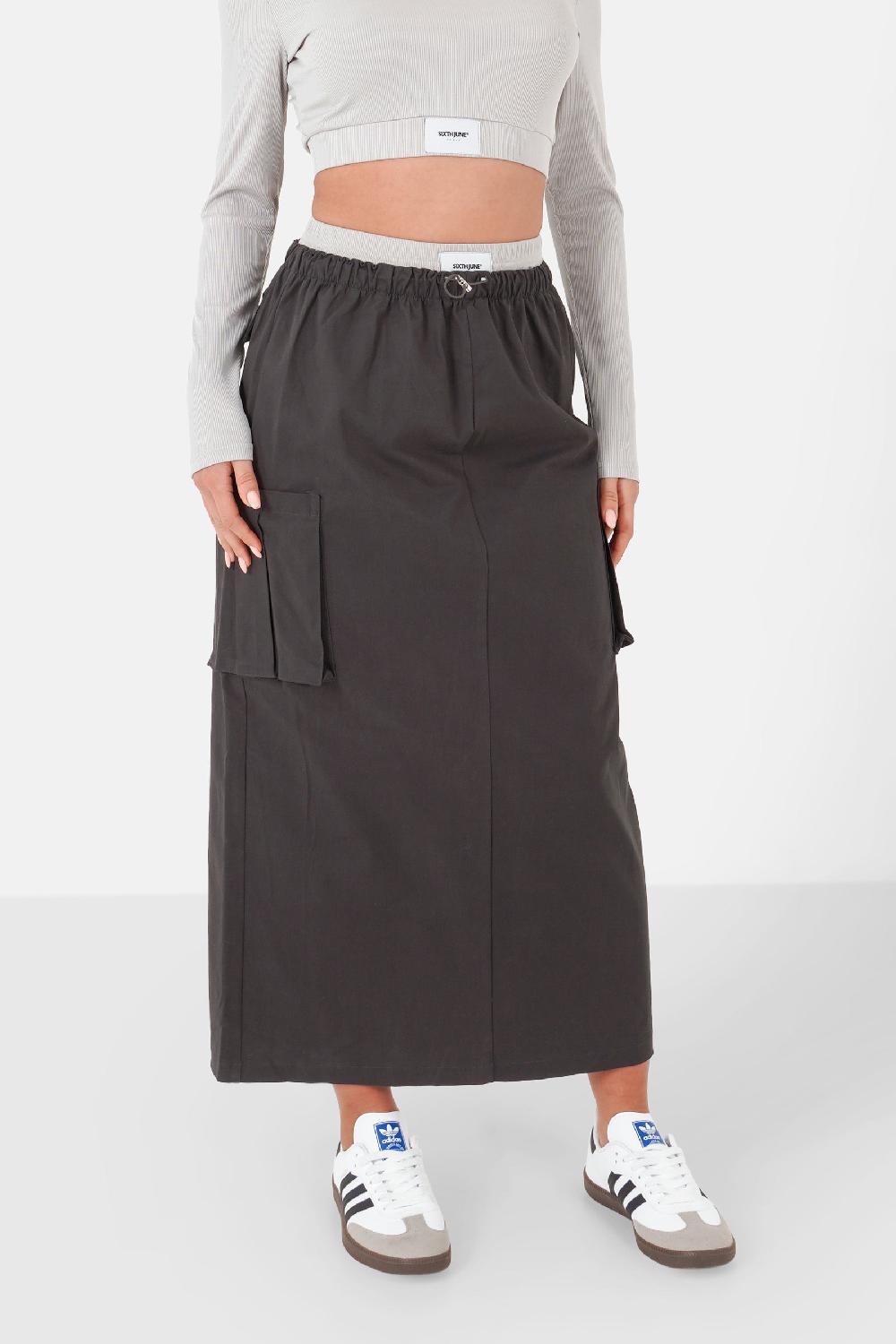 sixth june Jupe cargo double taille Gris