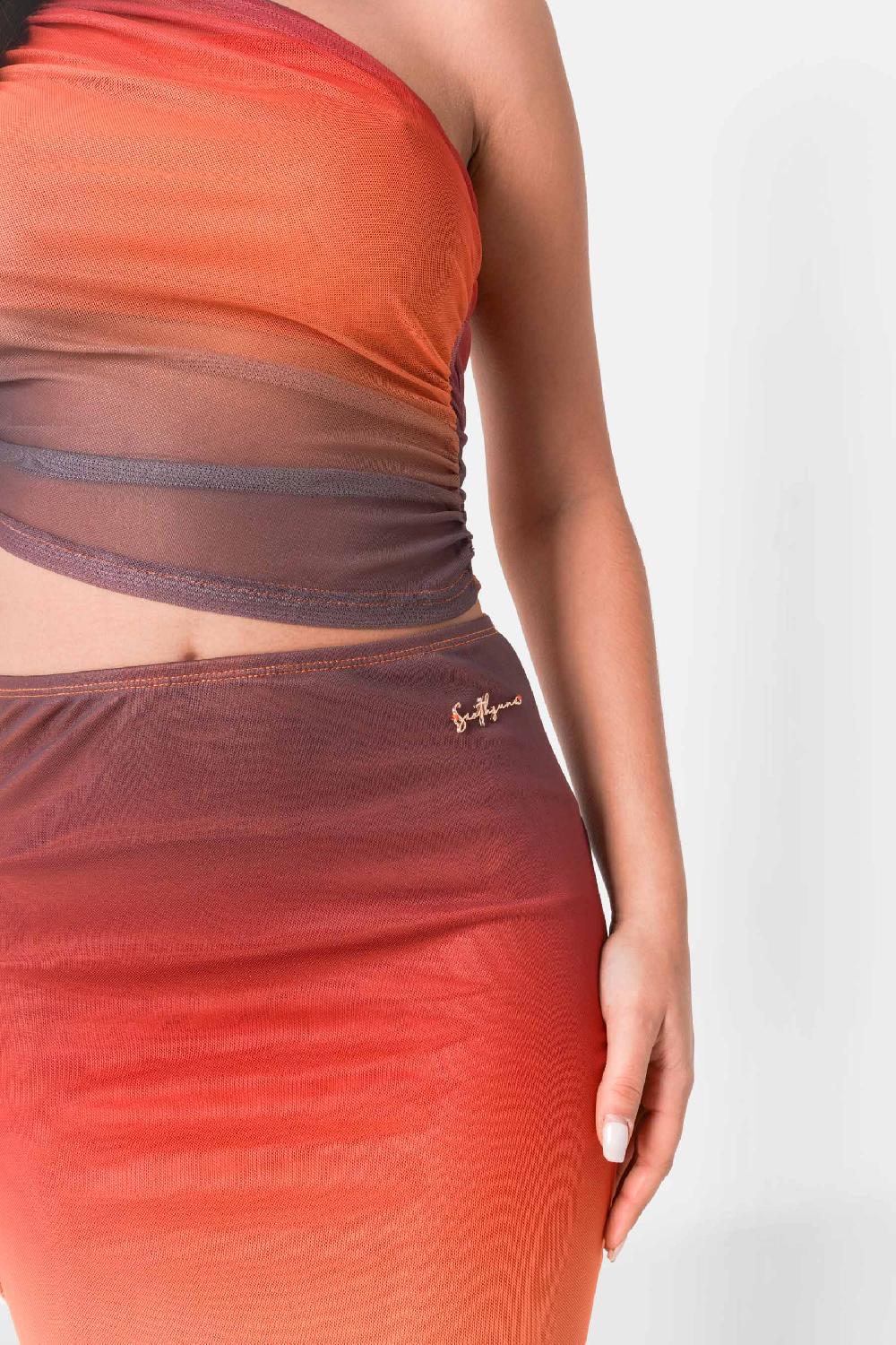 Sixth June Jupe Longue Maille Bijou Marron