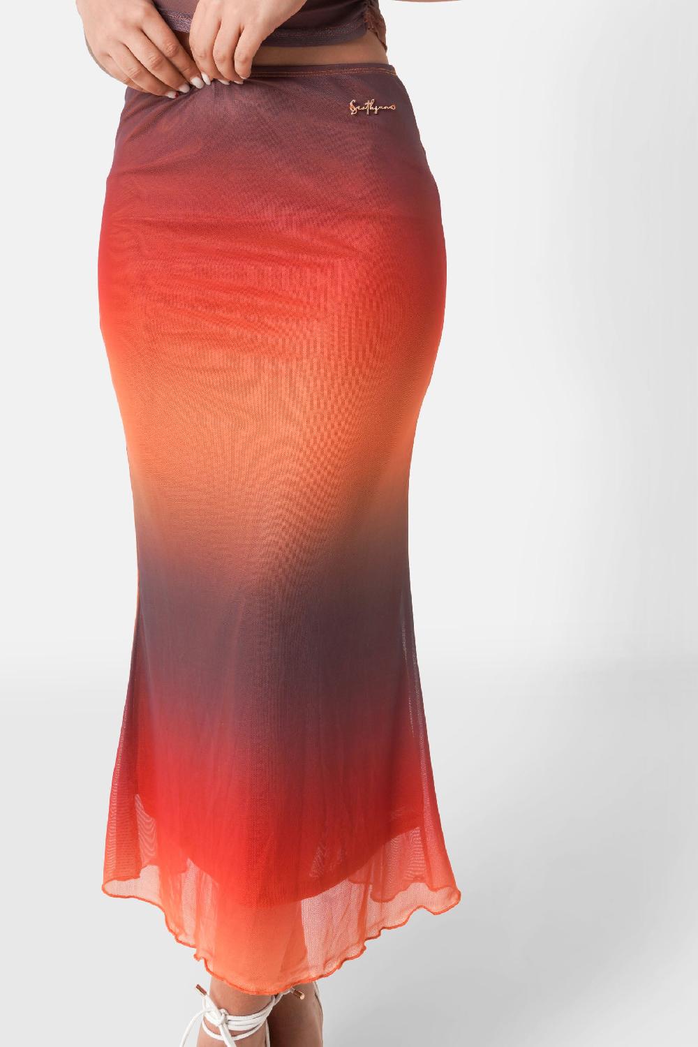 Sixth June Jupe Longue Maille Bijou Marron