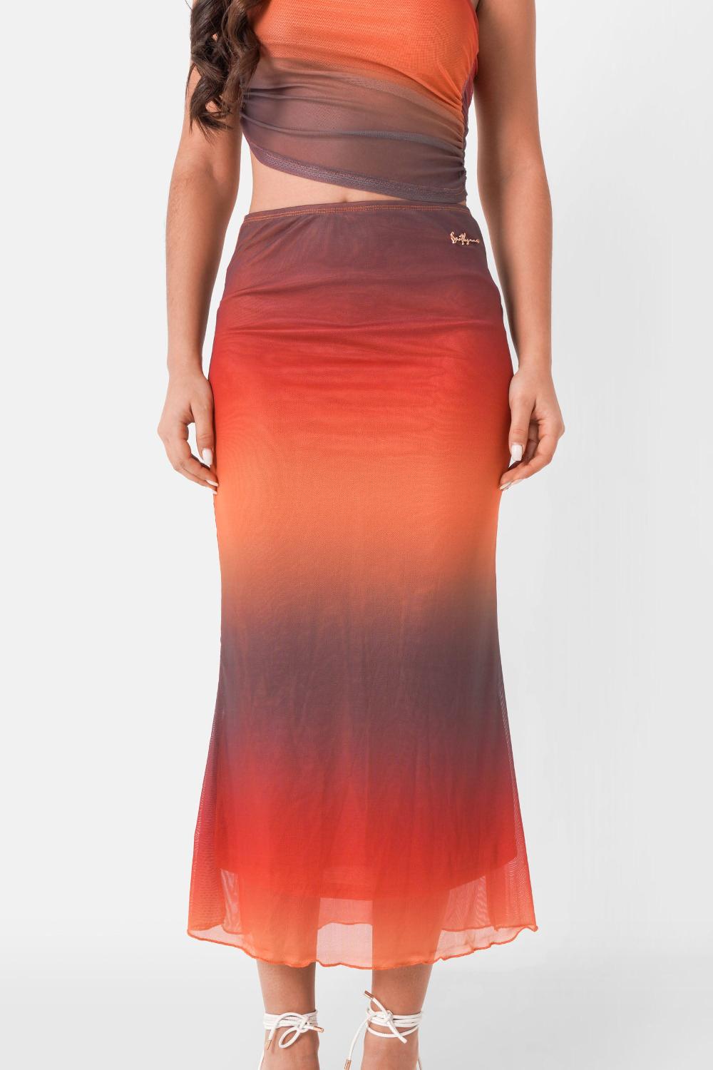 sixth june Jupe longue maille bijou Marron