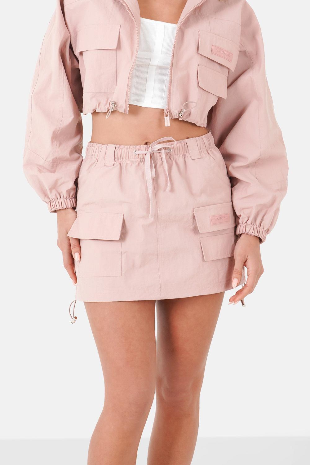 sixth june Jupe mini nylon cargo Rose