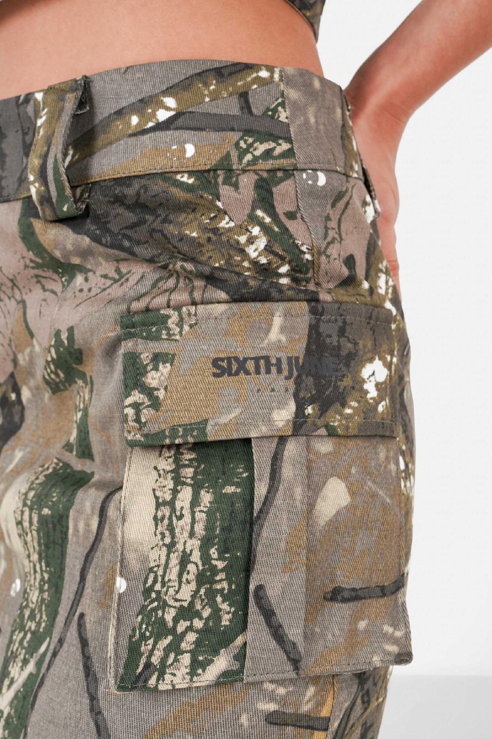 Sixth June Jupe Poche Cargo Camouflage Vert Kaki