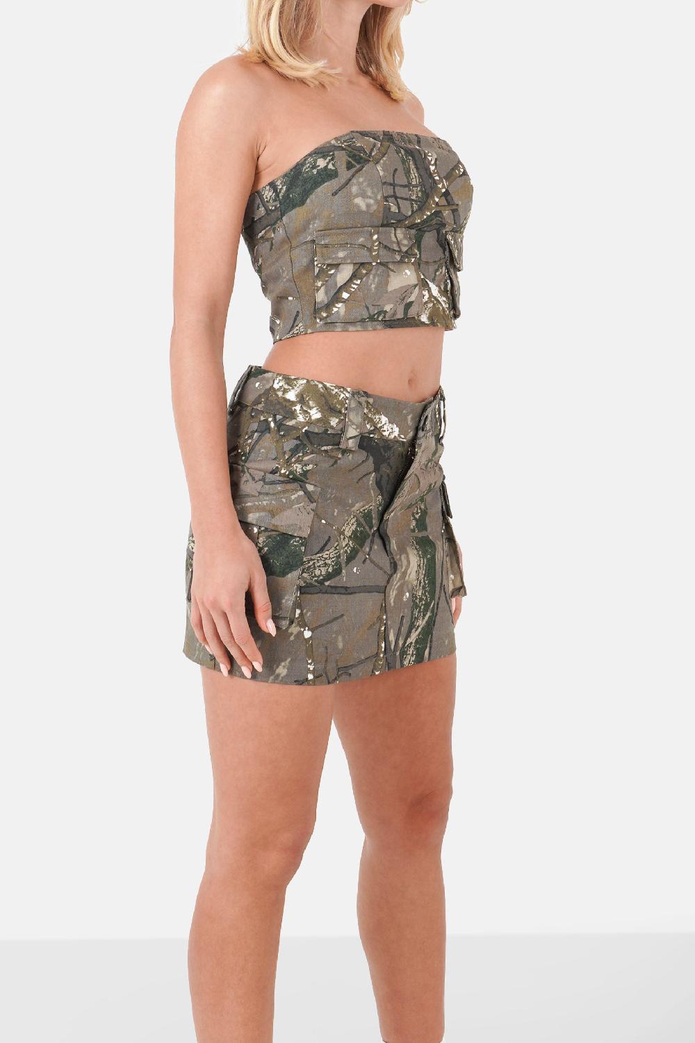 Sixth June Jupe Poche Cargo Camouflage Vert Kaki