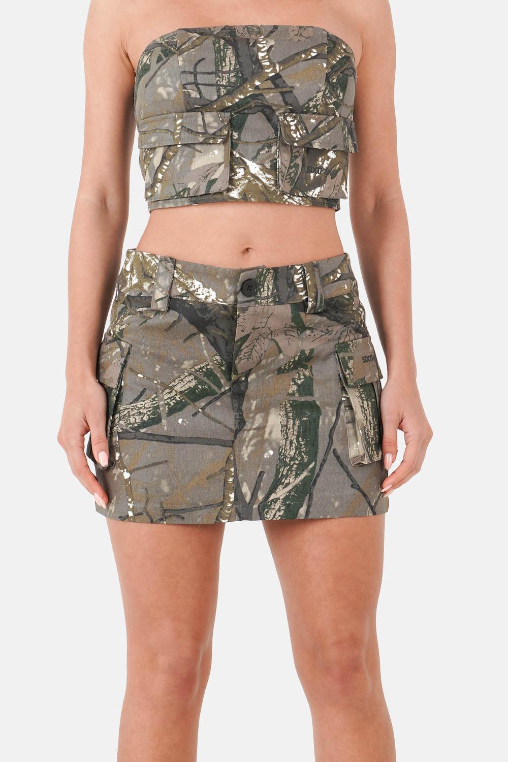 sixth june Jupe poche cargo camouflage Vert kaki