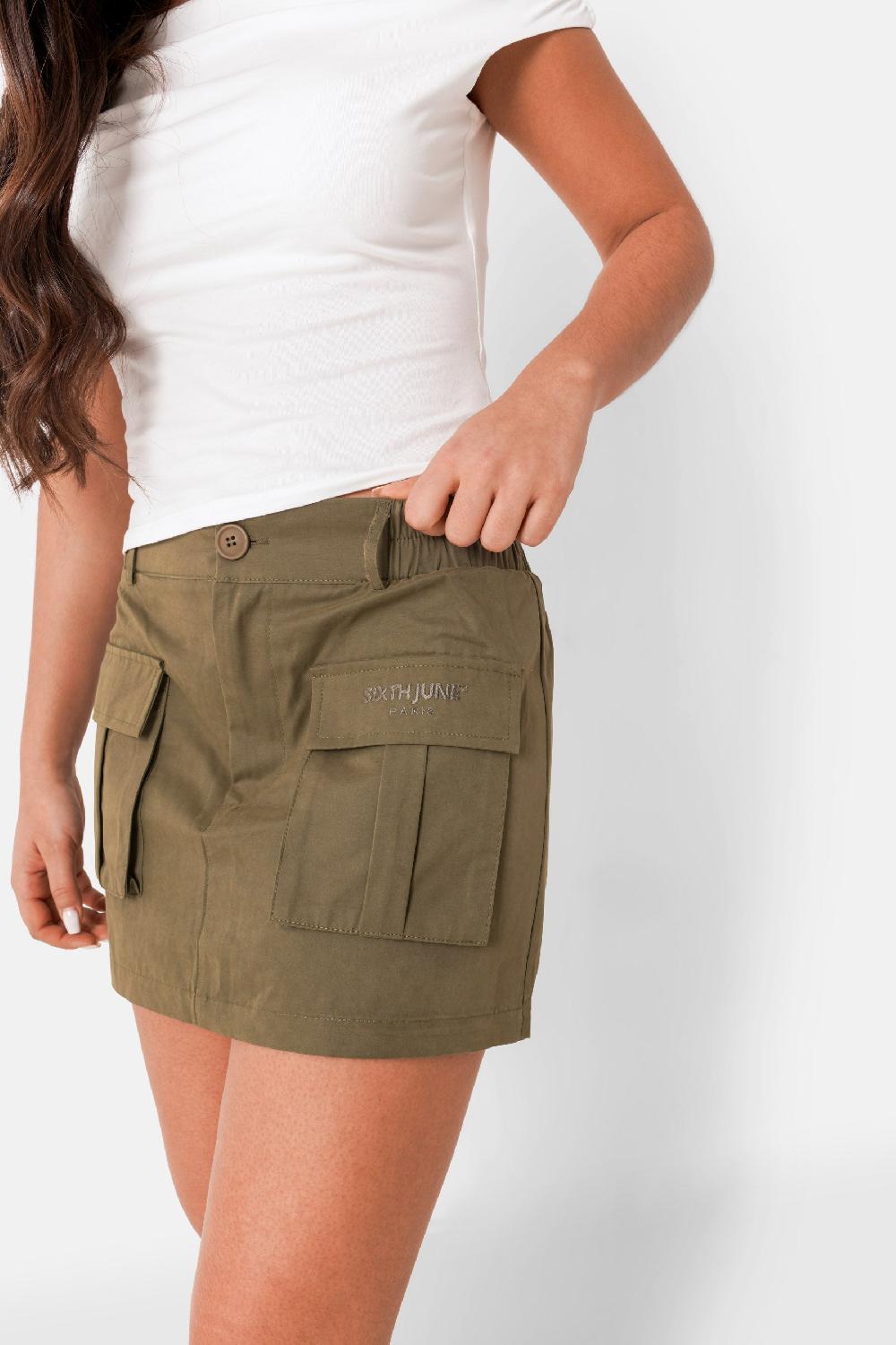 Sixth June Jupe Utilitaire Poches Vert Kaki