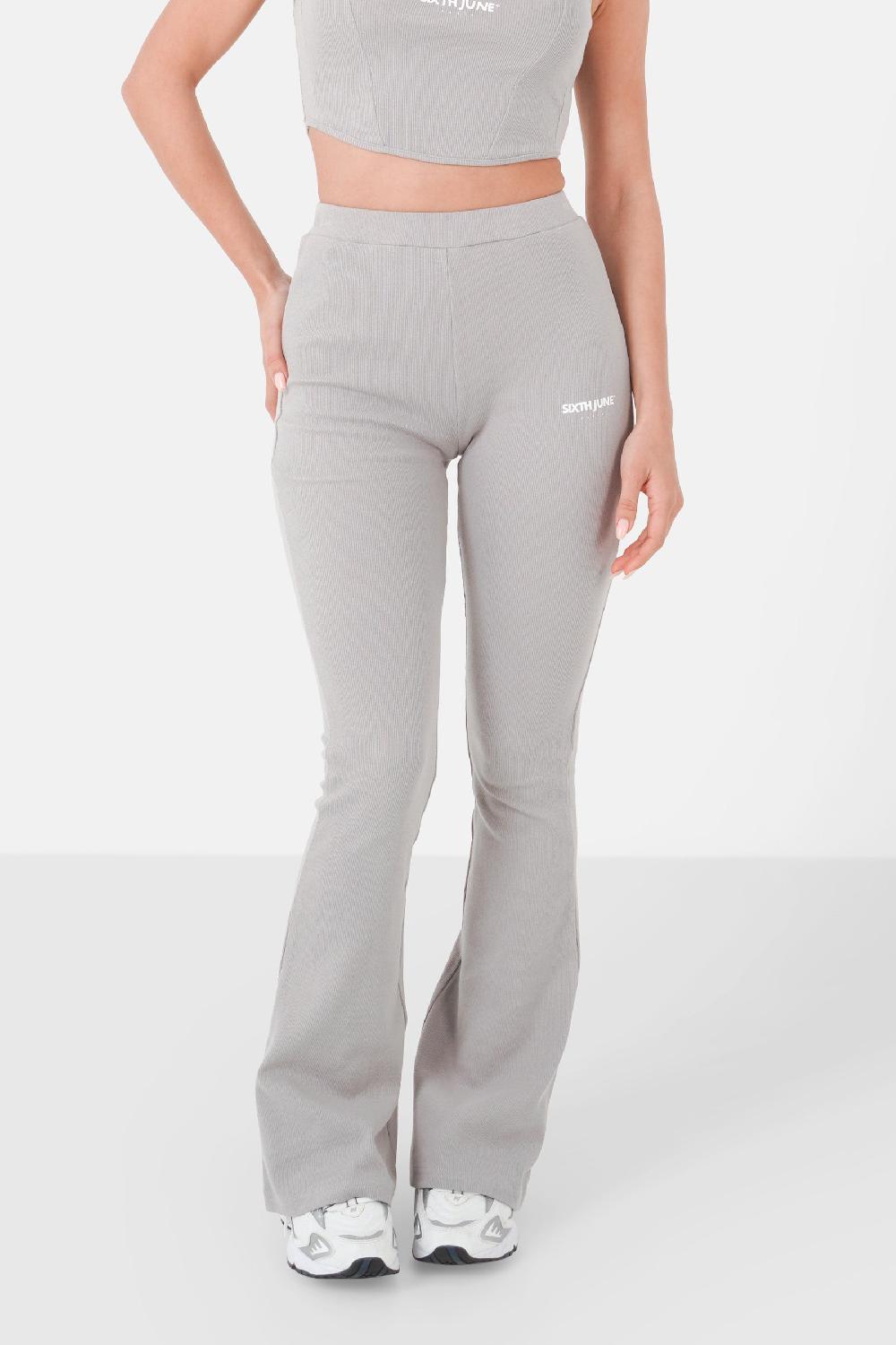 sixth june Legging flare logo Gris