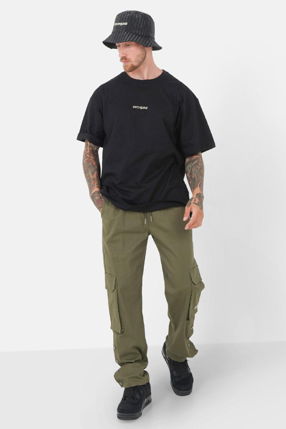 Sixth June Pantalon Boutons Chevilles Vert Kaki