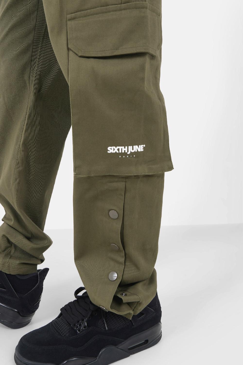 Sixth June Pantalon Boutons Chevilles Vert Kaki