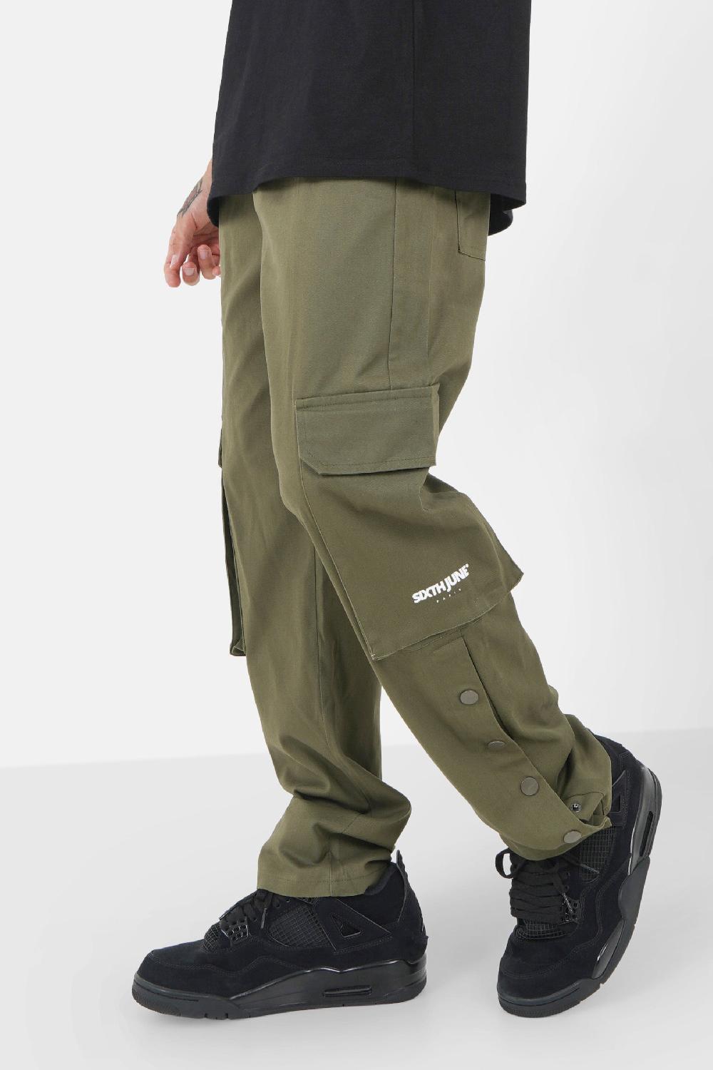 Sixth June Pantalon Boutons Chevilles Vert Kaki