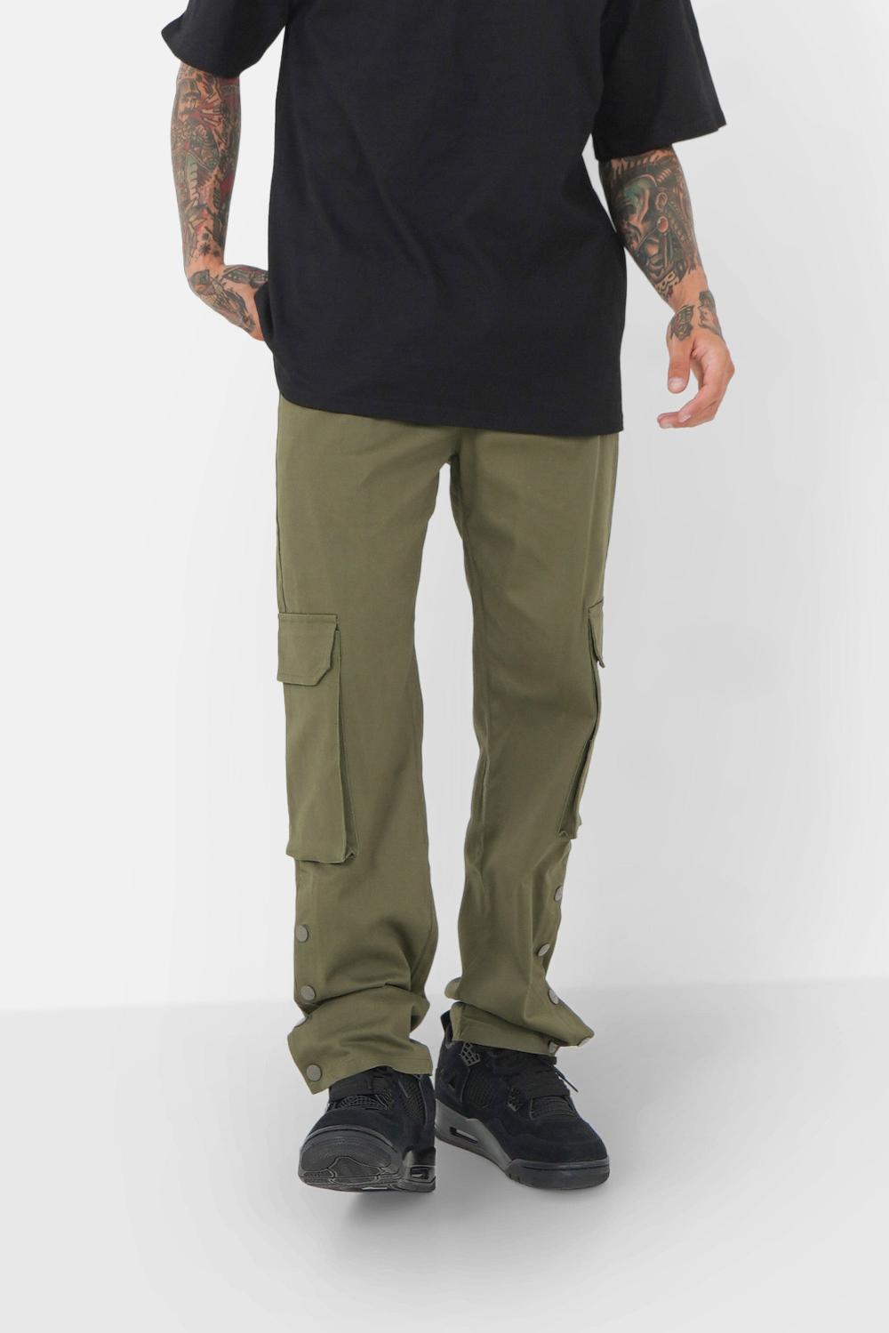 sixth june Pantalon boutons chevilles Vert Kaki