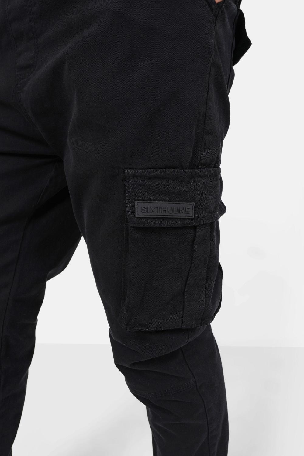 Sixth June Pantalon Cargo Ajusté épais Noir