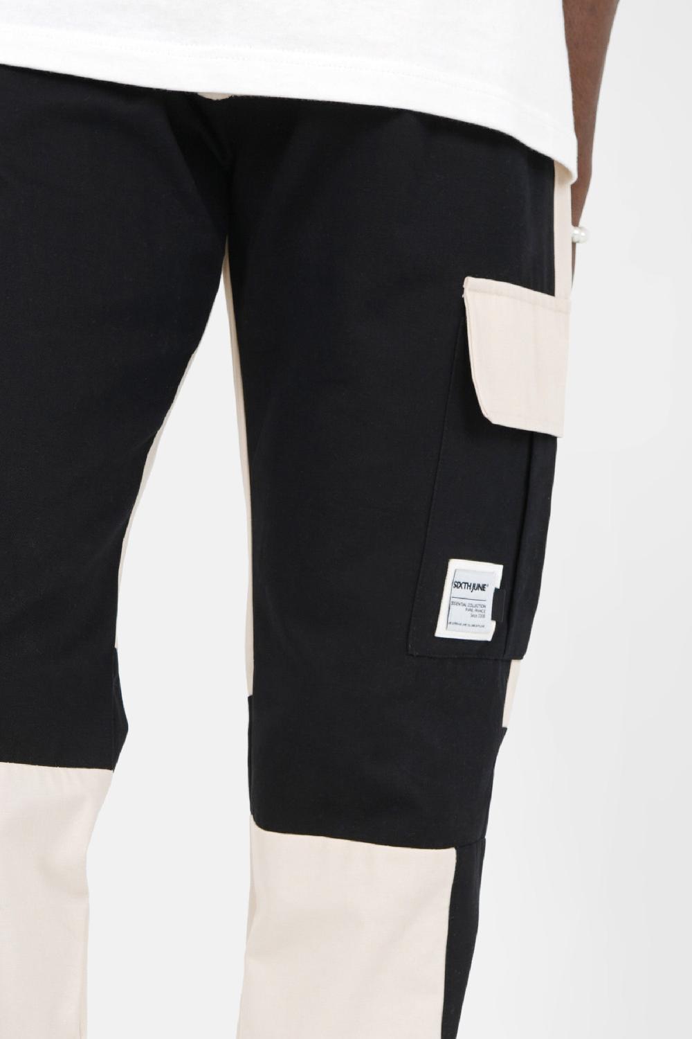 Sixth June Pantalon Cargo Bicolore Beige