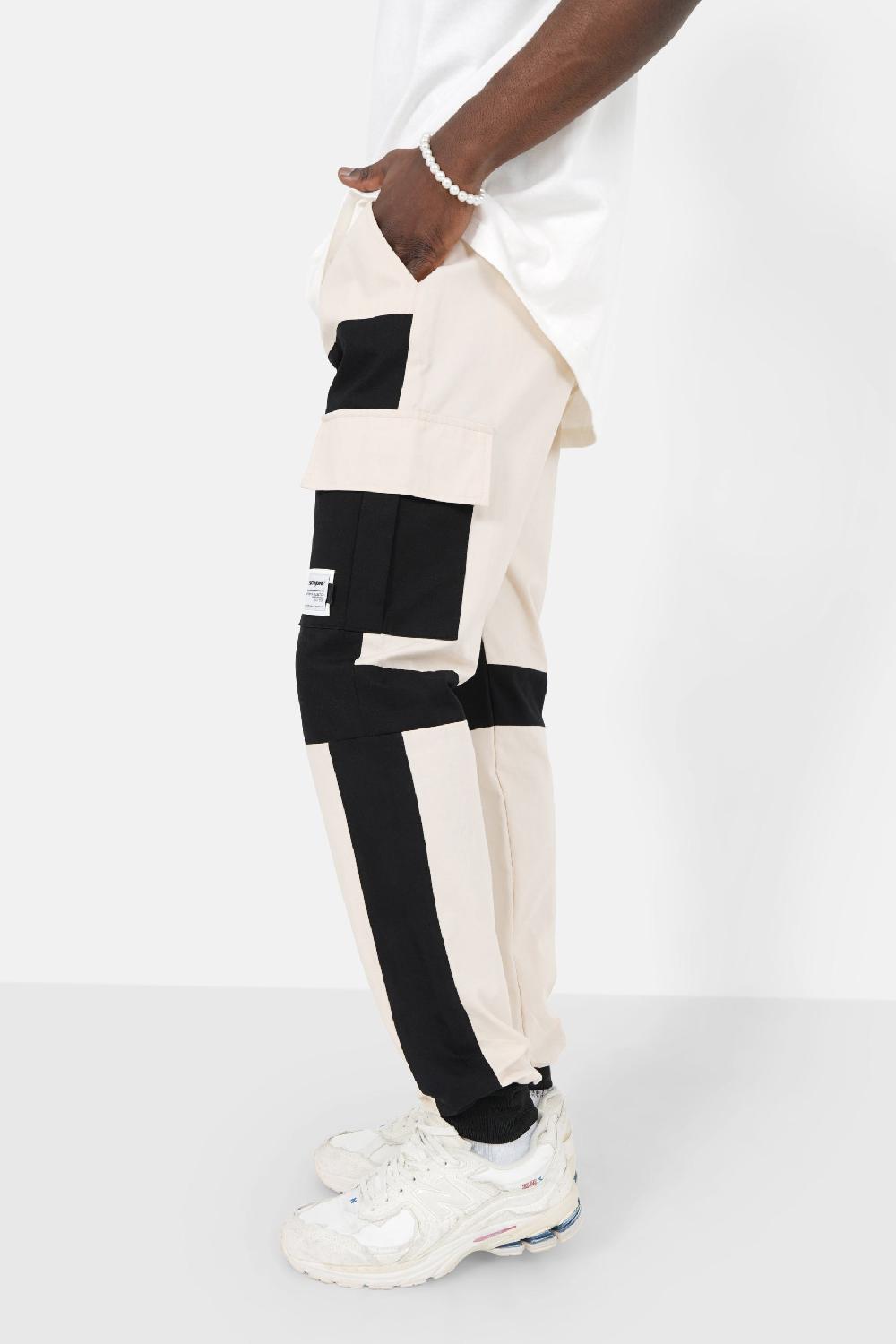 Sixth June Pantalon Cargo Bicolore Beige