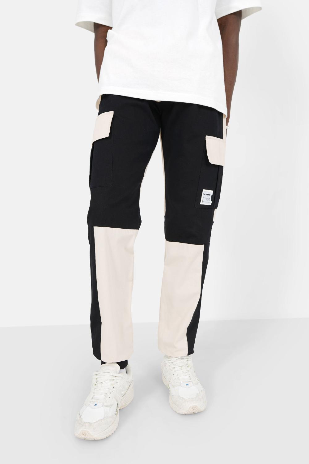 sixth june Pantalon cargo bicolore Beige