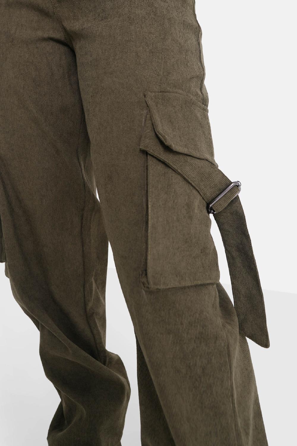 Sixth June Pantalon Cargo Côtelé Vert Foncé