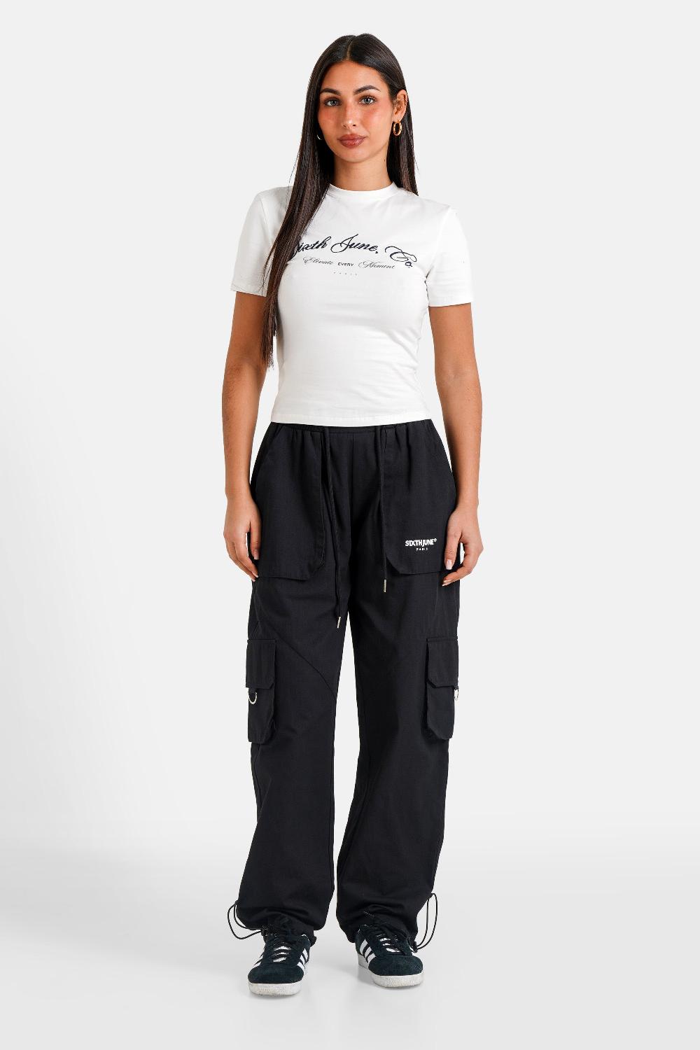 Sixth June Pantalon Cargo Droit Noir