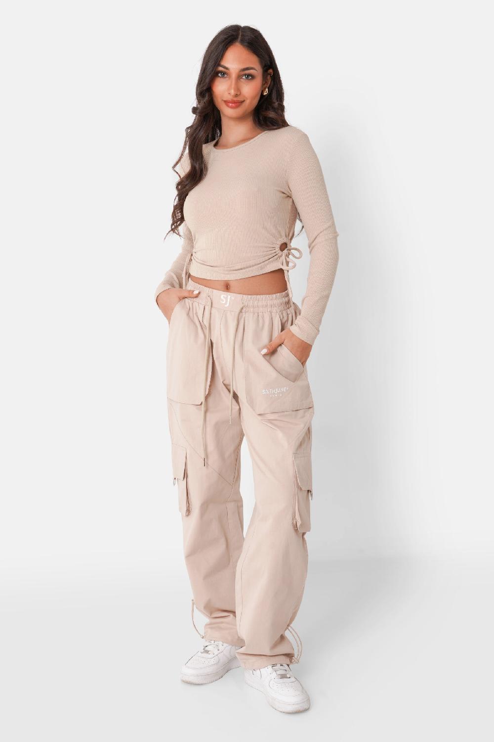 Sixth June Pantalon Cargo Initiales Beige