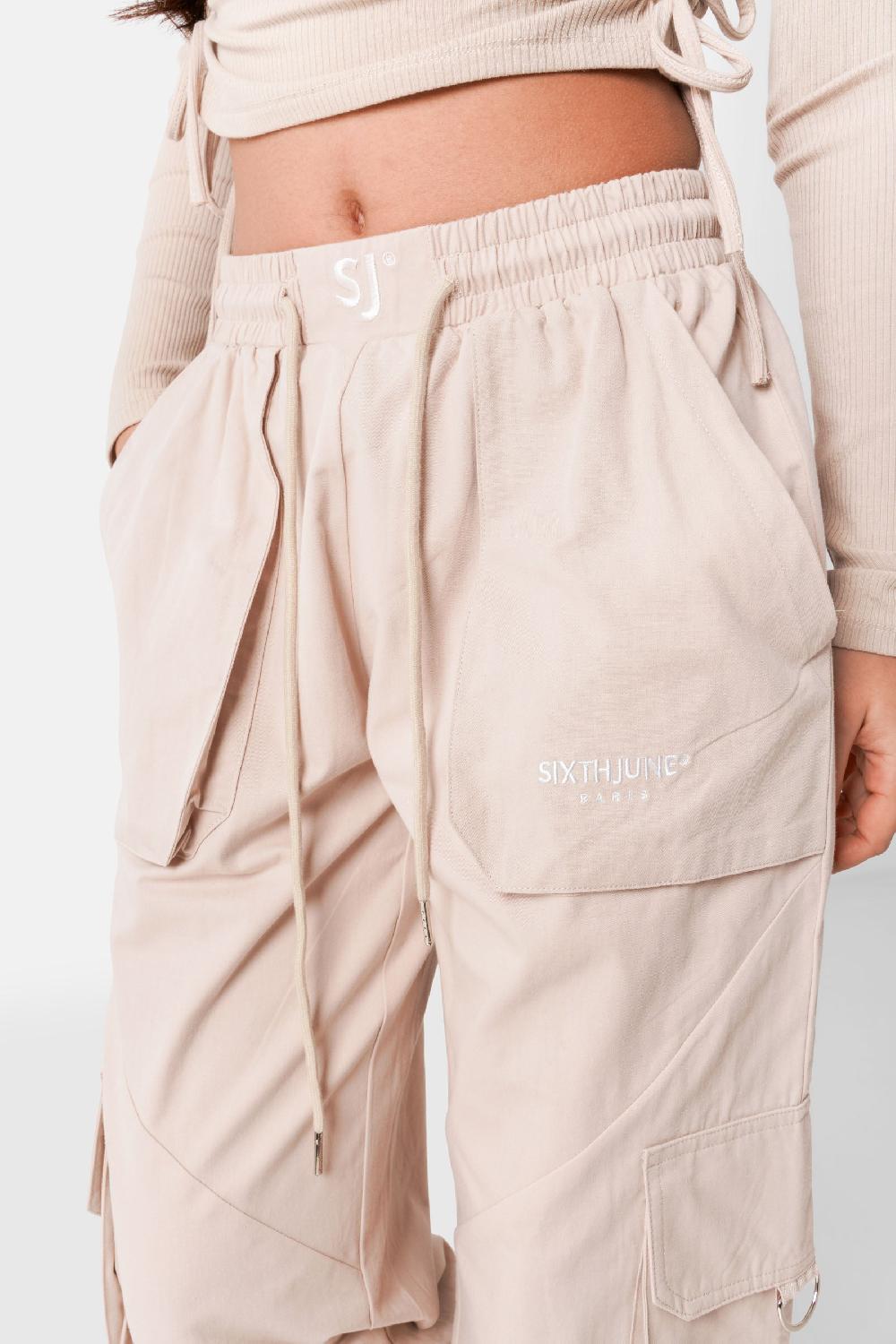 Sixth June Pantalon Cargo Initiales Beige