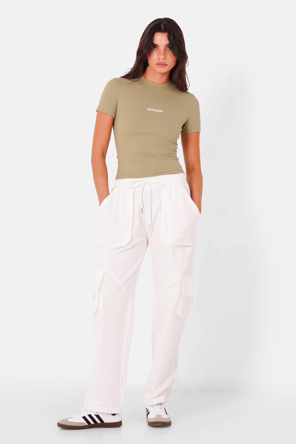 Sixth June Pantalon Cargo Initiales Blanc