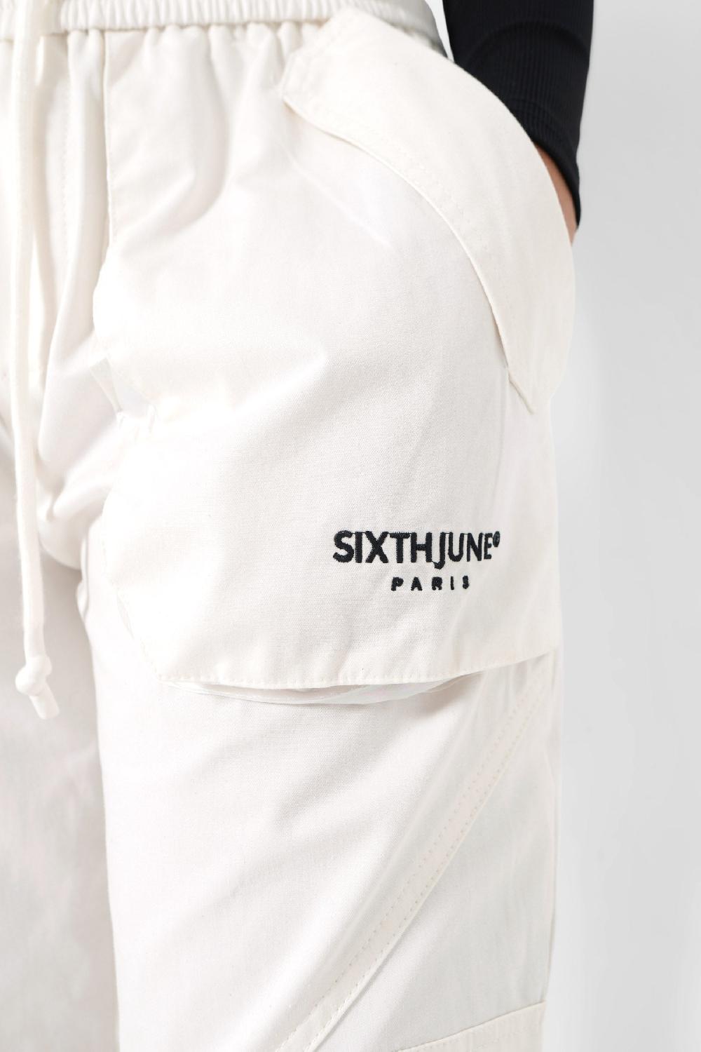 Sixth June Pantalon Cargo Large Blanc