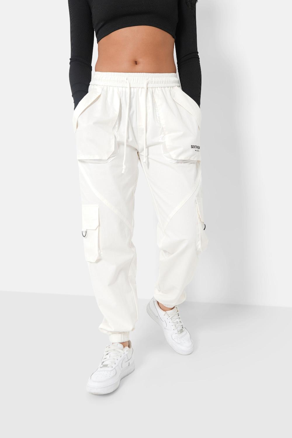 sixth june Pantalon cargo large Blanc