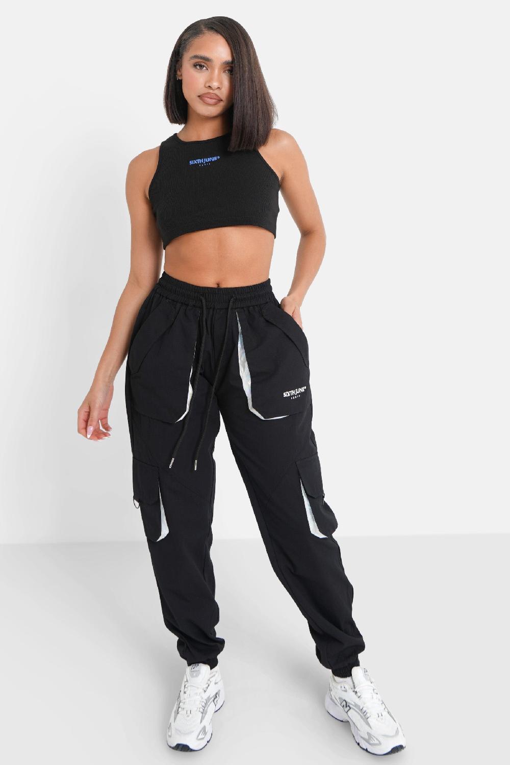 Sixth June Pantalon Cargo Logo Large Noir