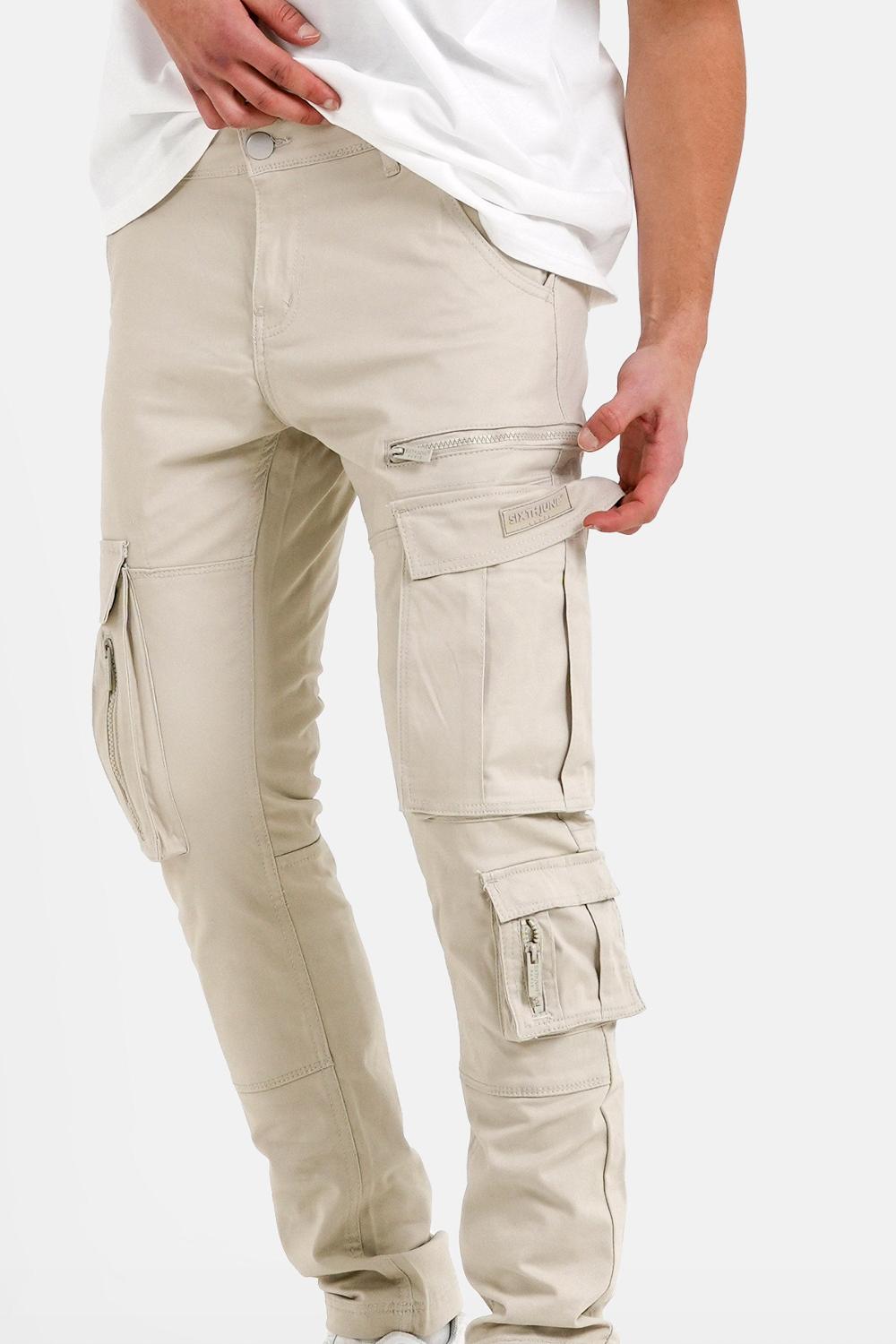 Sixth June Pantalon Cargo Multi Poche Beige