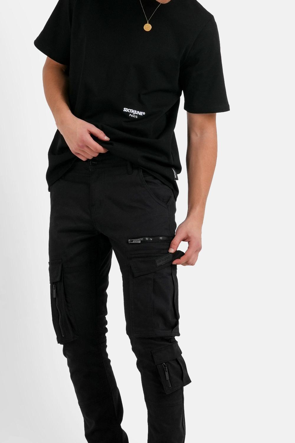 Sixth June Pantalon Cargo Multi Poche Noir