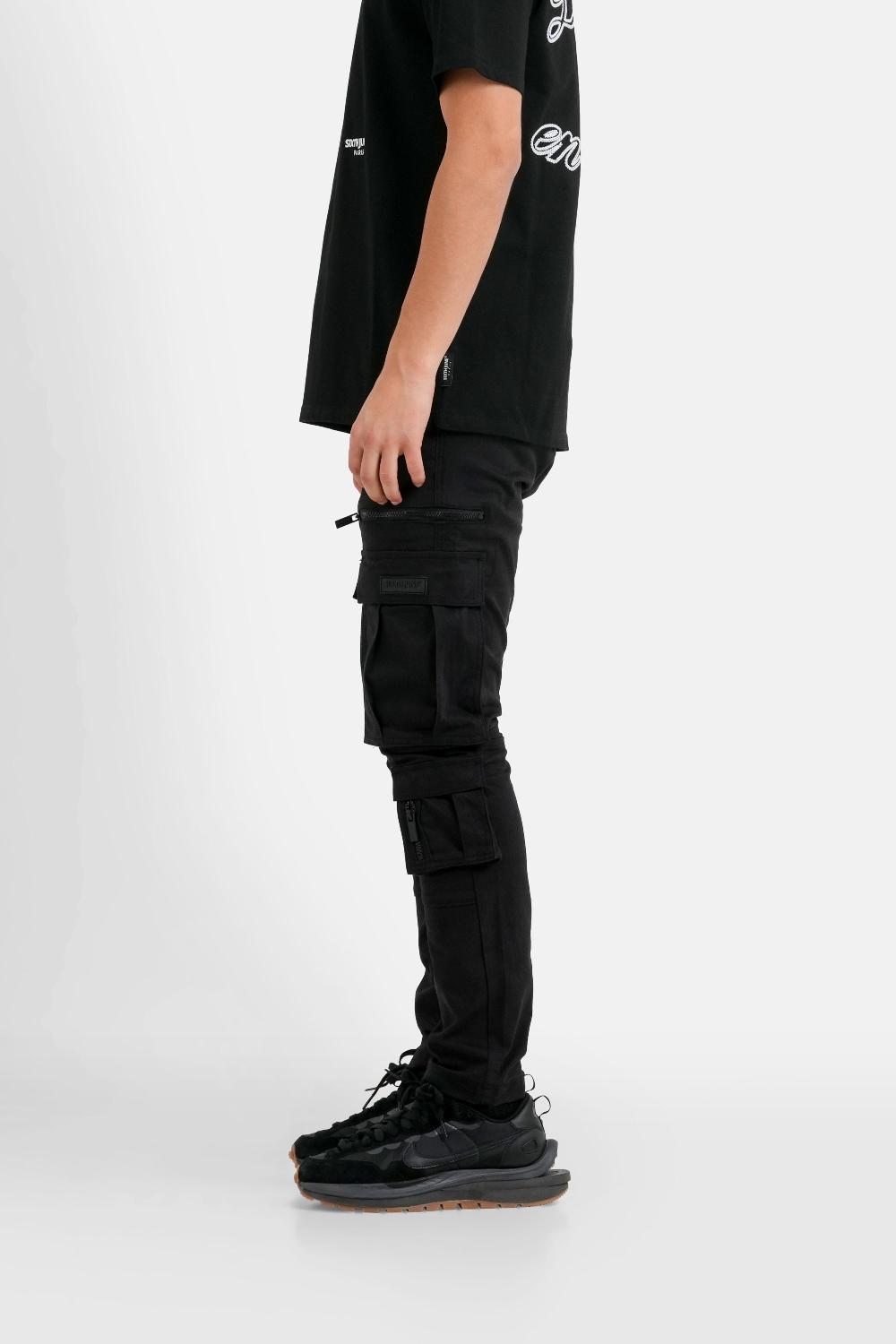 Sixth June Pantalon Cargo Multi Poche Noir