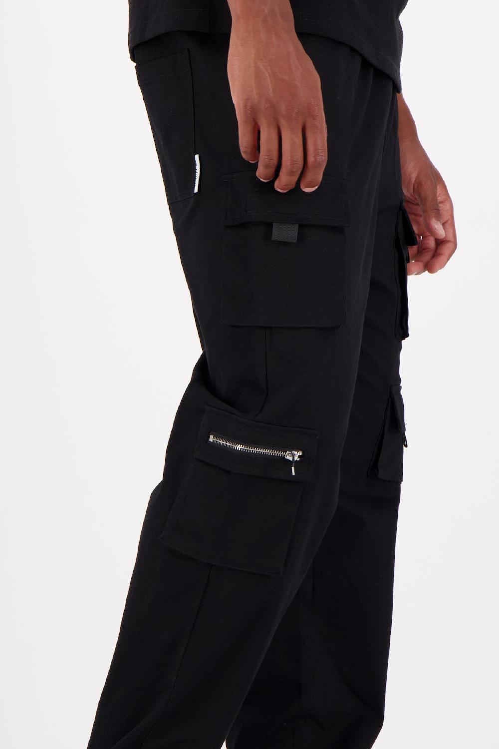 Sixth June Pantalon Cargo Multi Poches Twill Noir