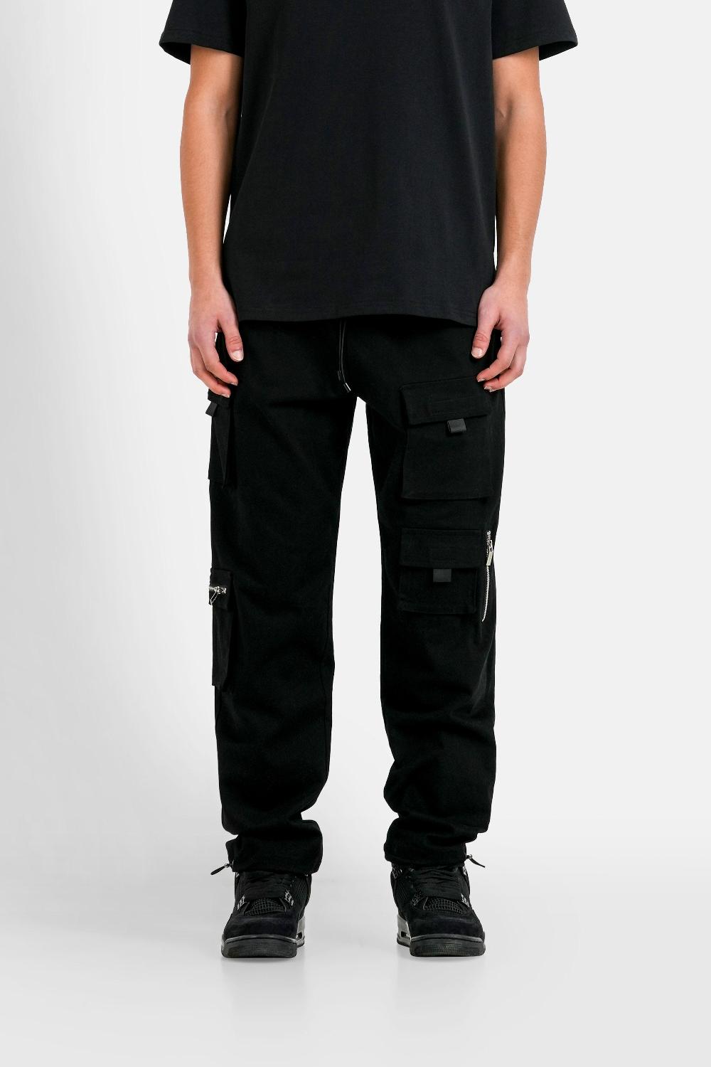 sixth june Pantalon cargo multi poches twill Noir