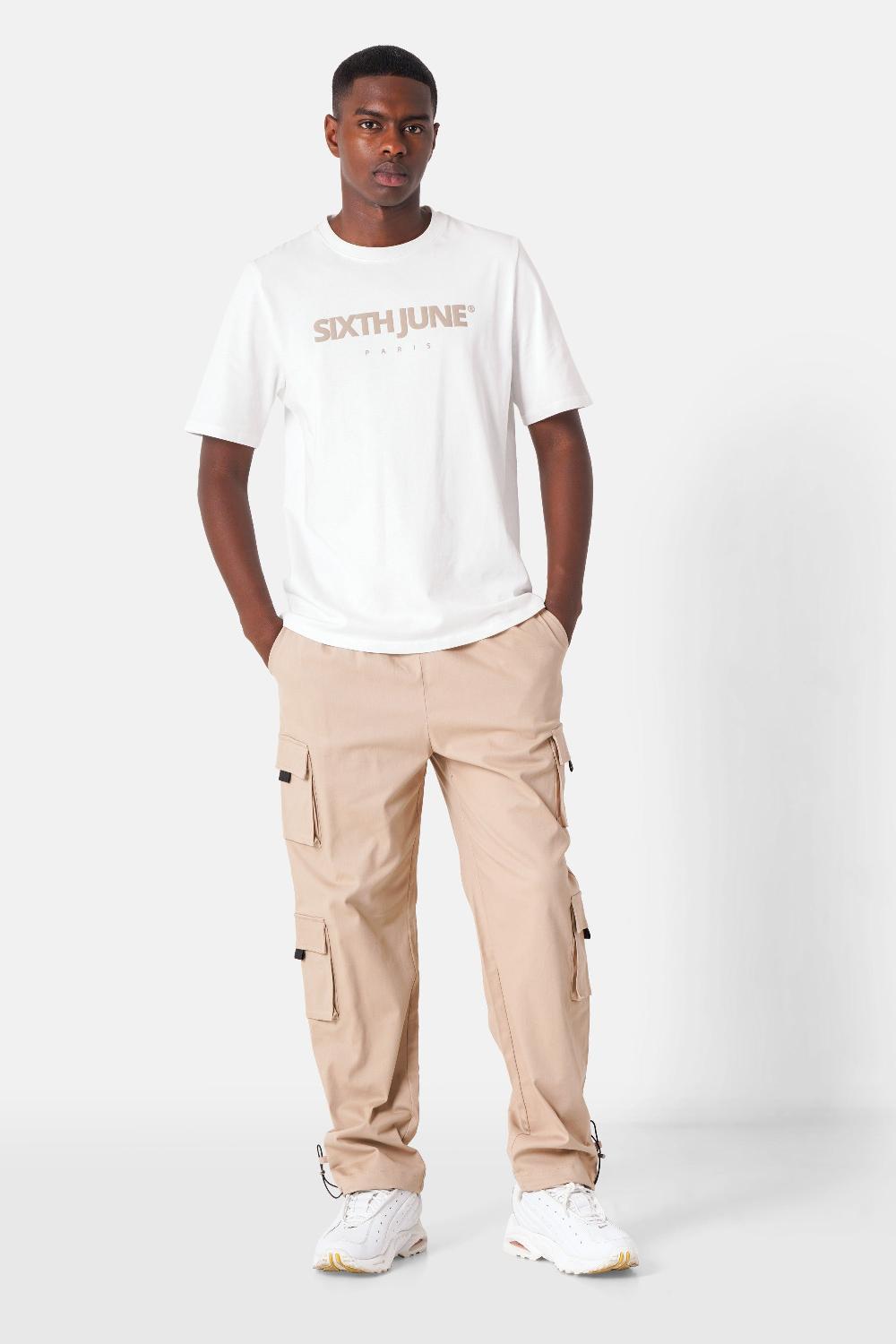 Sixth June Pantalon Cargo Multipoches Beige