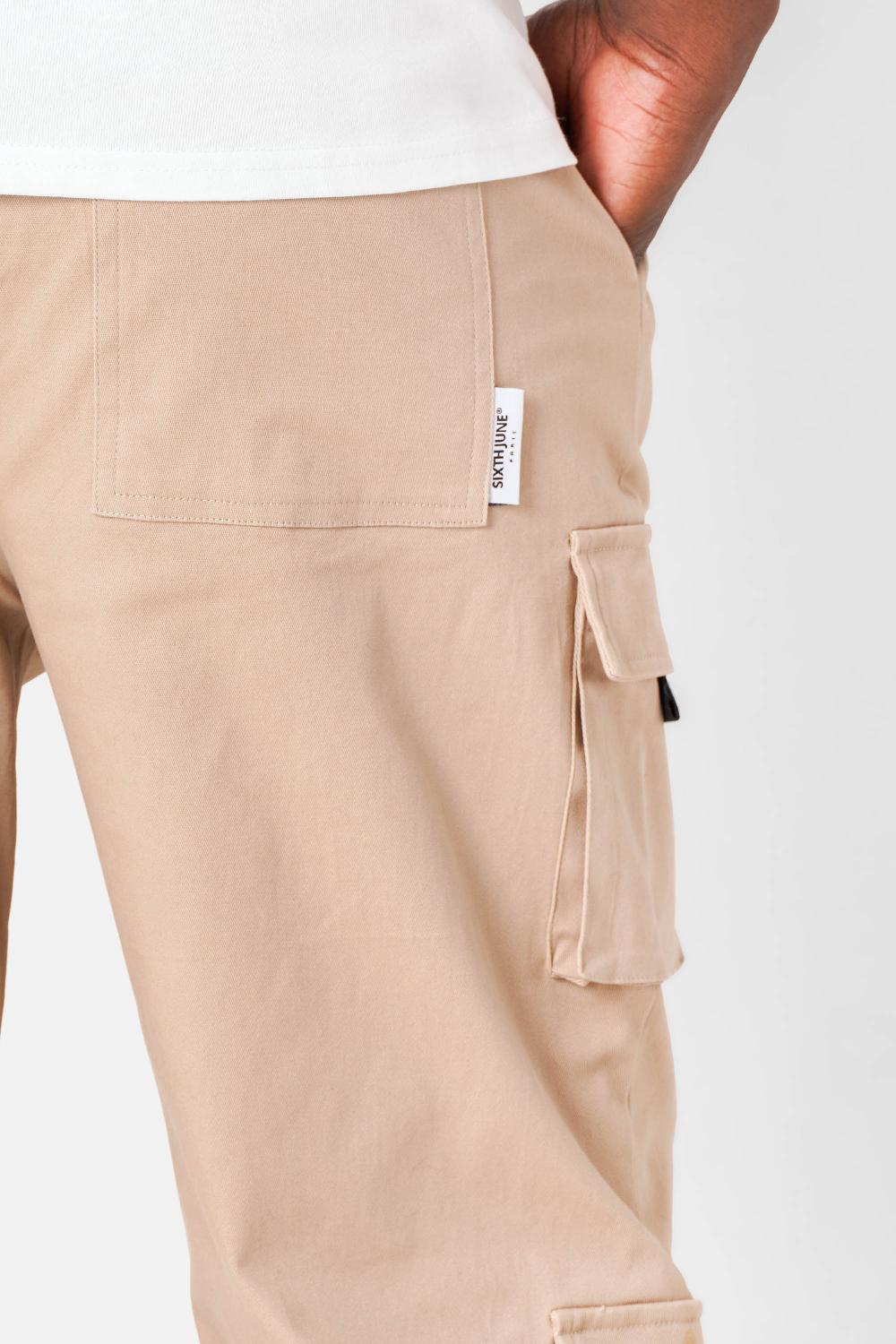 Sixth June Pantalon Cargo Multipoches Beige