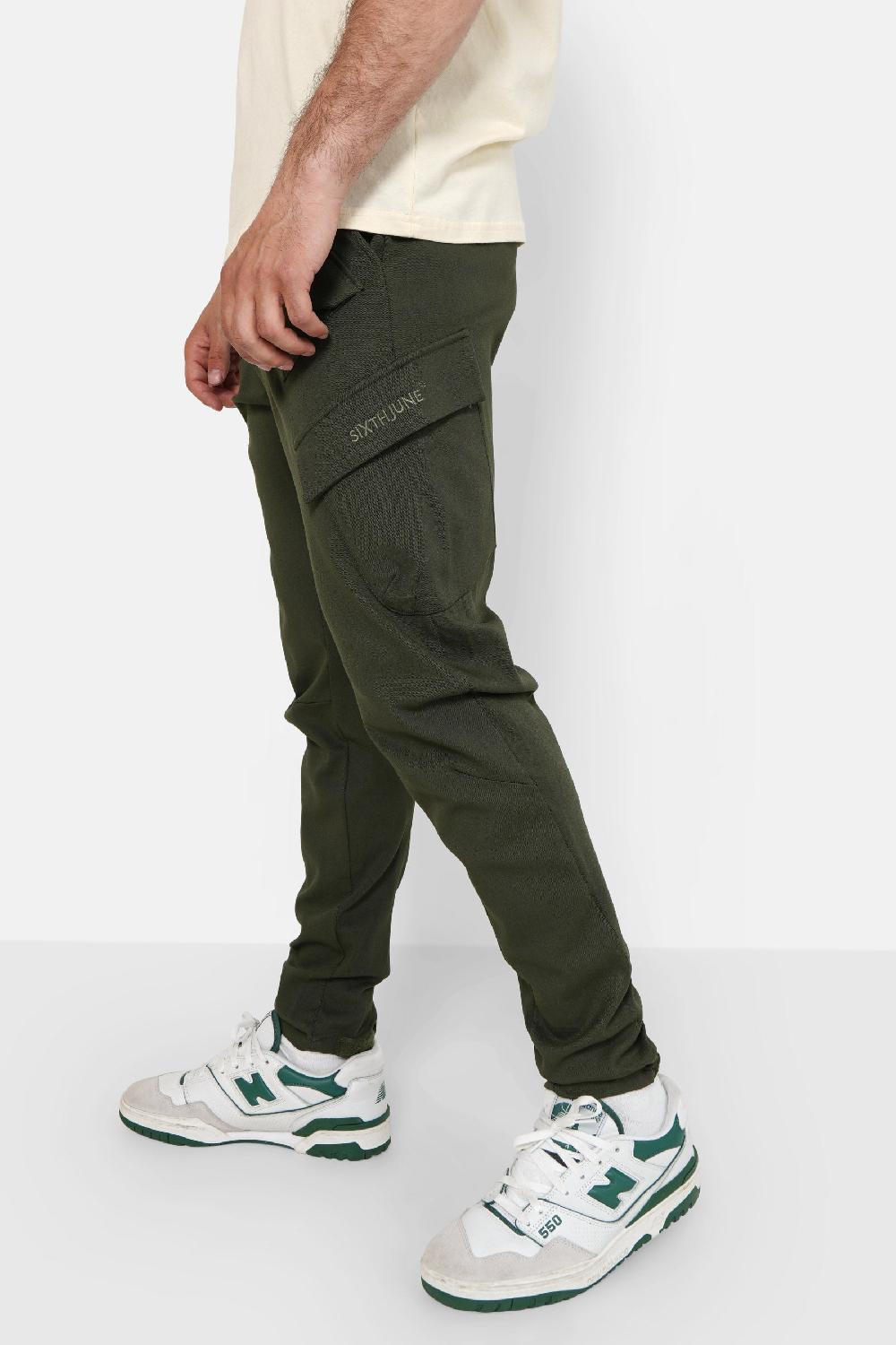 Sixth June Pantalon Cargo Poches Avant Vert Kaki