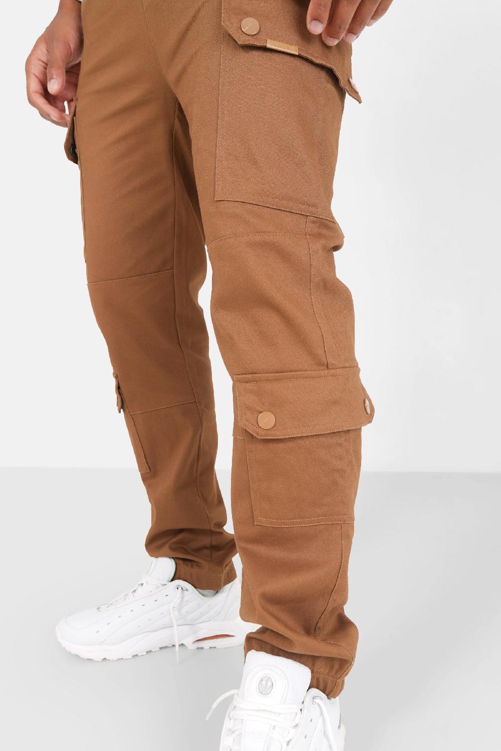Sixth June Pantalon Cargo Tissu Sergé Marron
