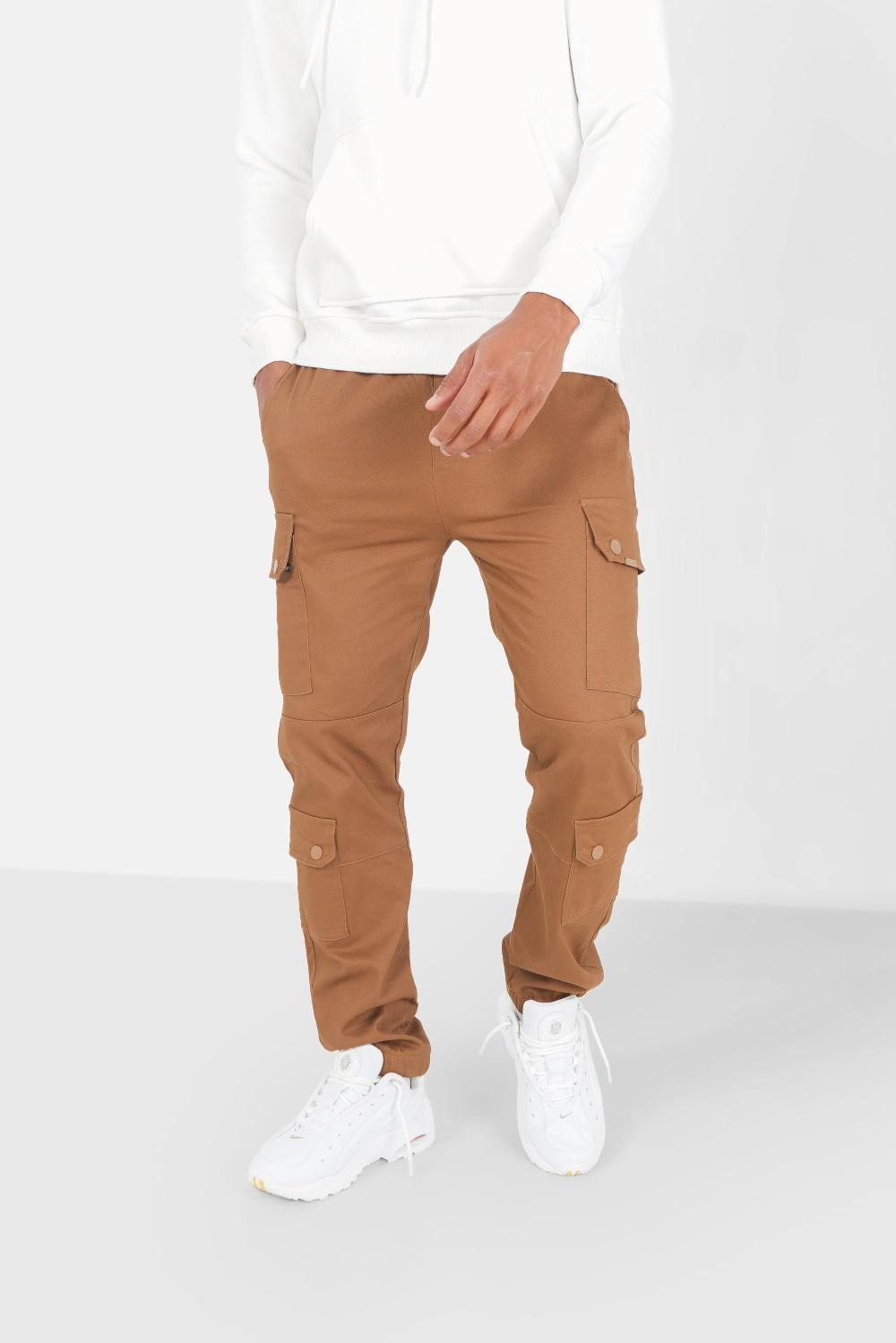 sixth june Pantalon cargo tissu sergé Marron