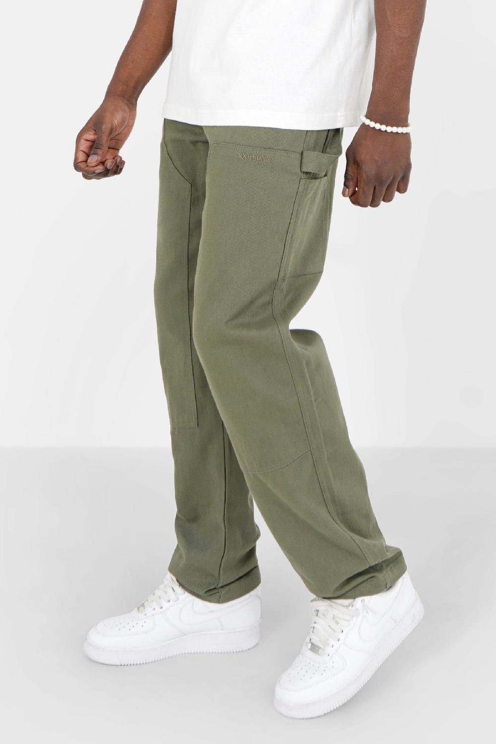 Sixth June Pantalon Carpenter Poches Vert Kaki