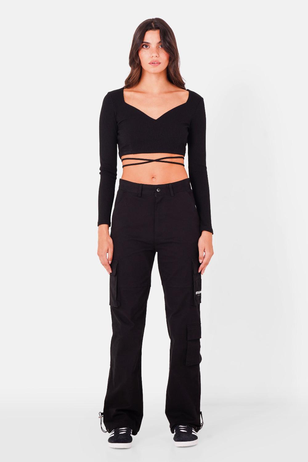 Sixth June Pantalon Ceinture Réversible Cargo Noir