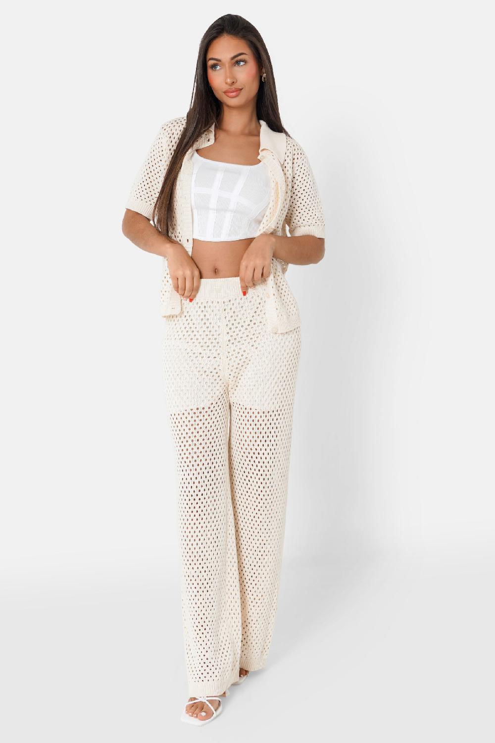 Sixth June Pantalon Crochet Details Beige