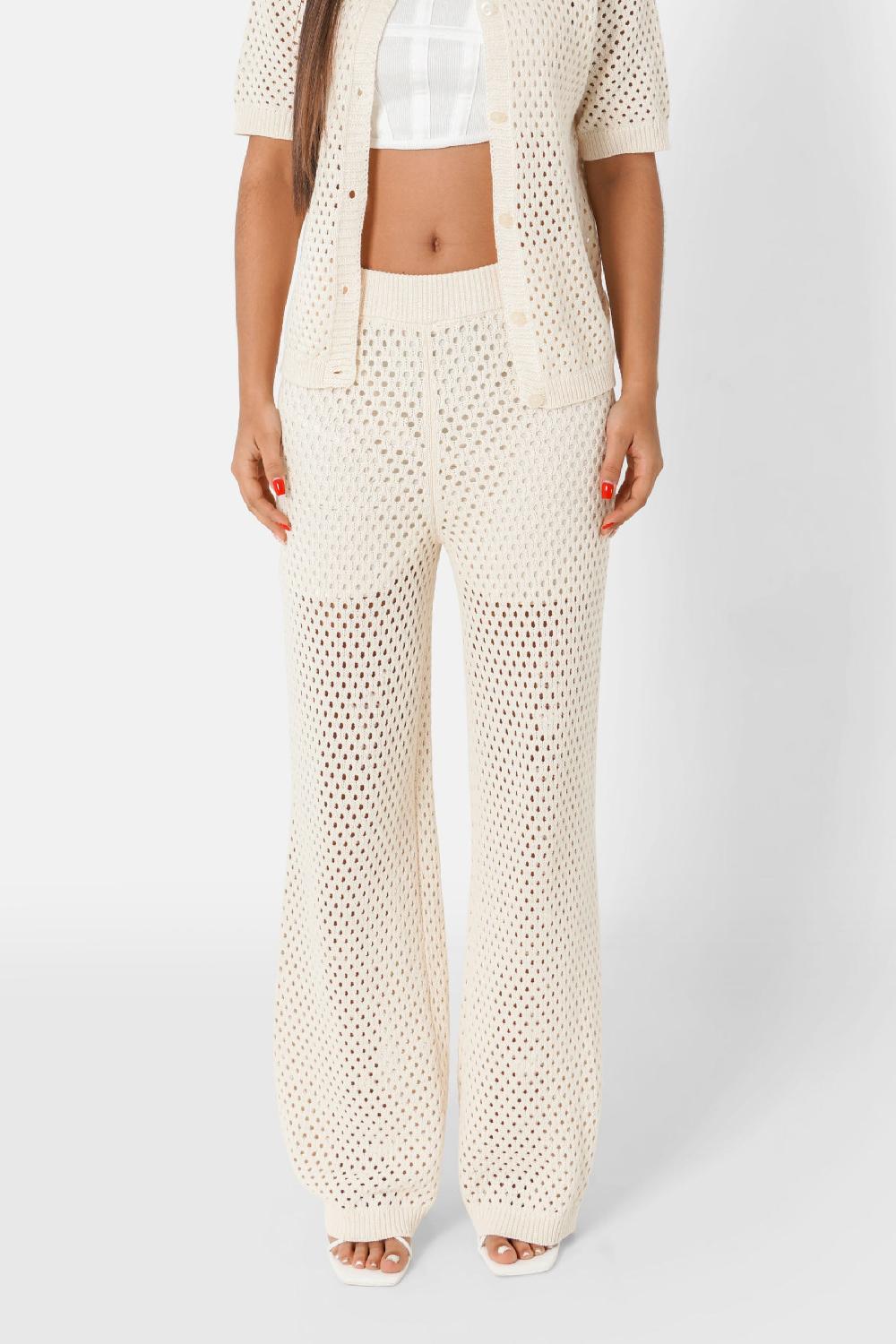 sixth june Pantalon crochet details Beige