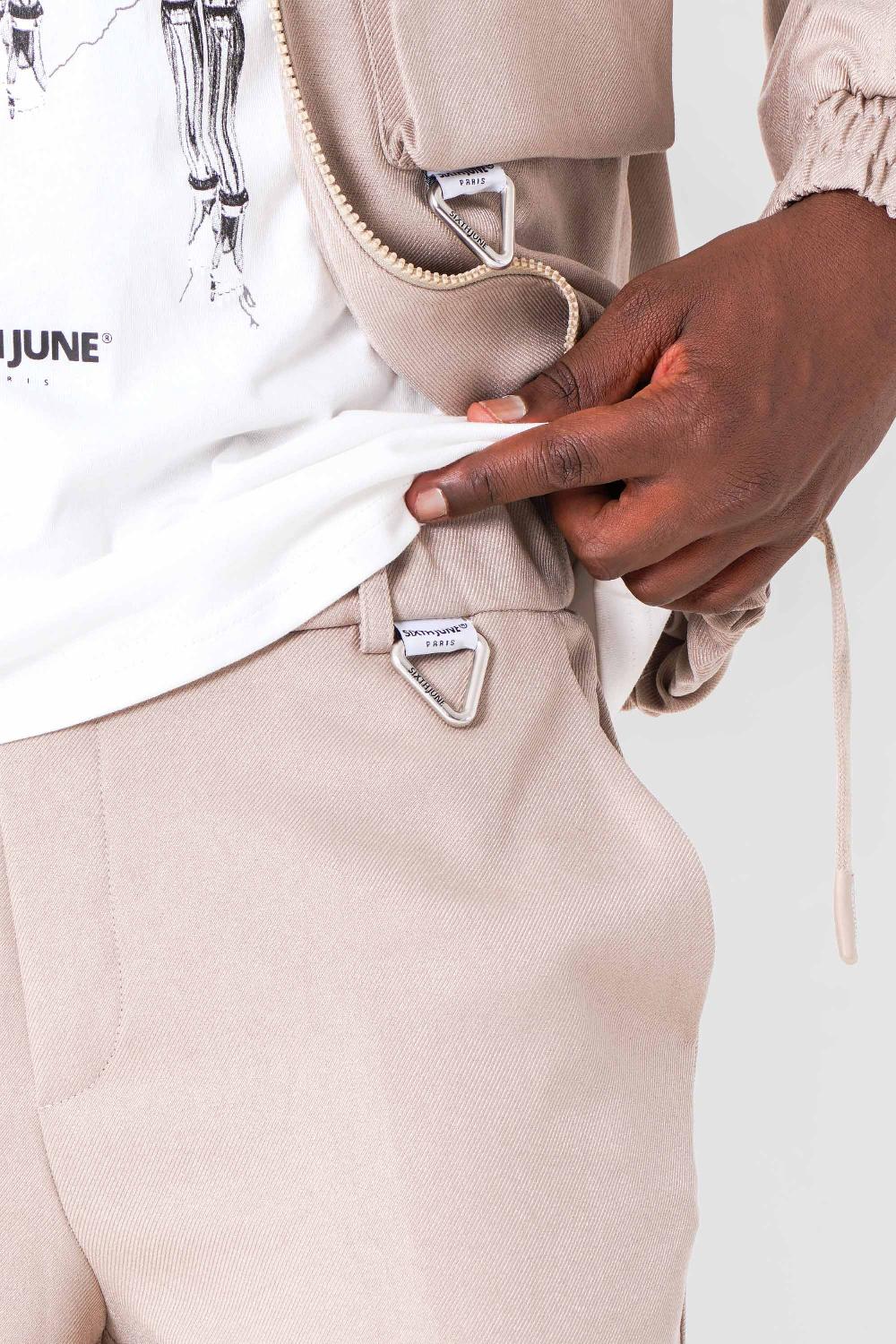 Sixth June Pantalon Décontracté Mousqueton Beige