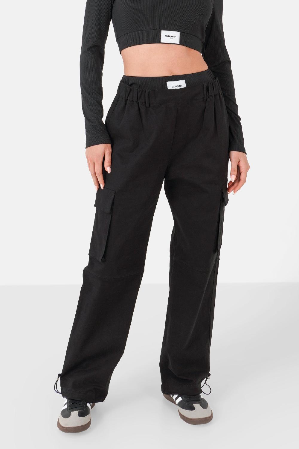 sixth june Pantalon double taille cargo Noir