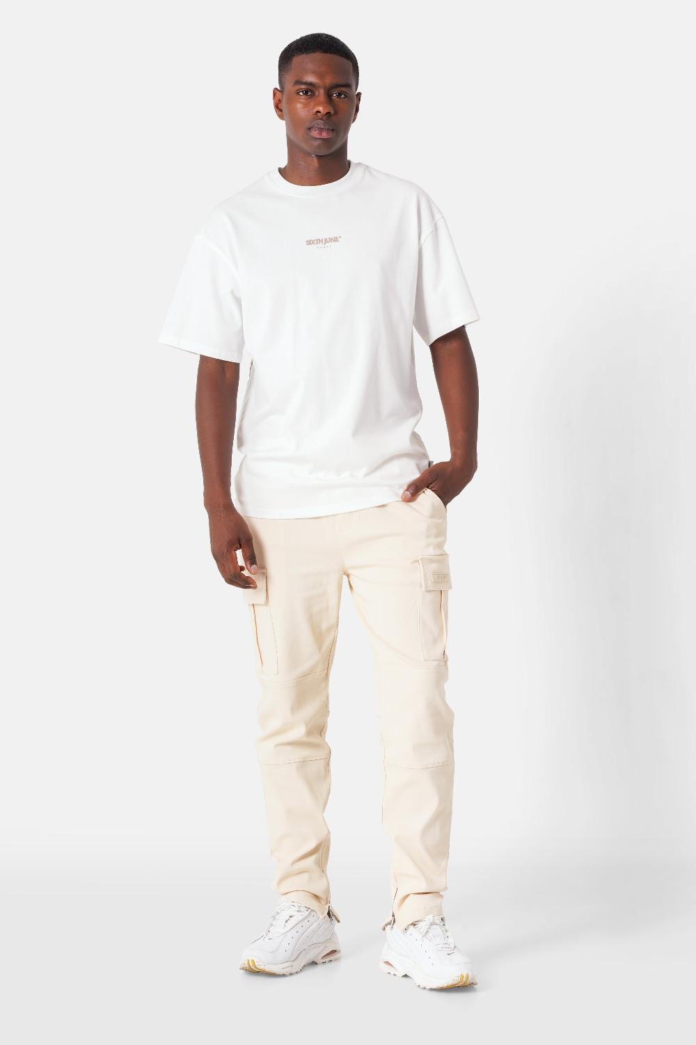 Sixth June Pantalon Droit Poches Cargo Beige