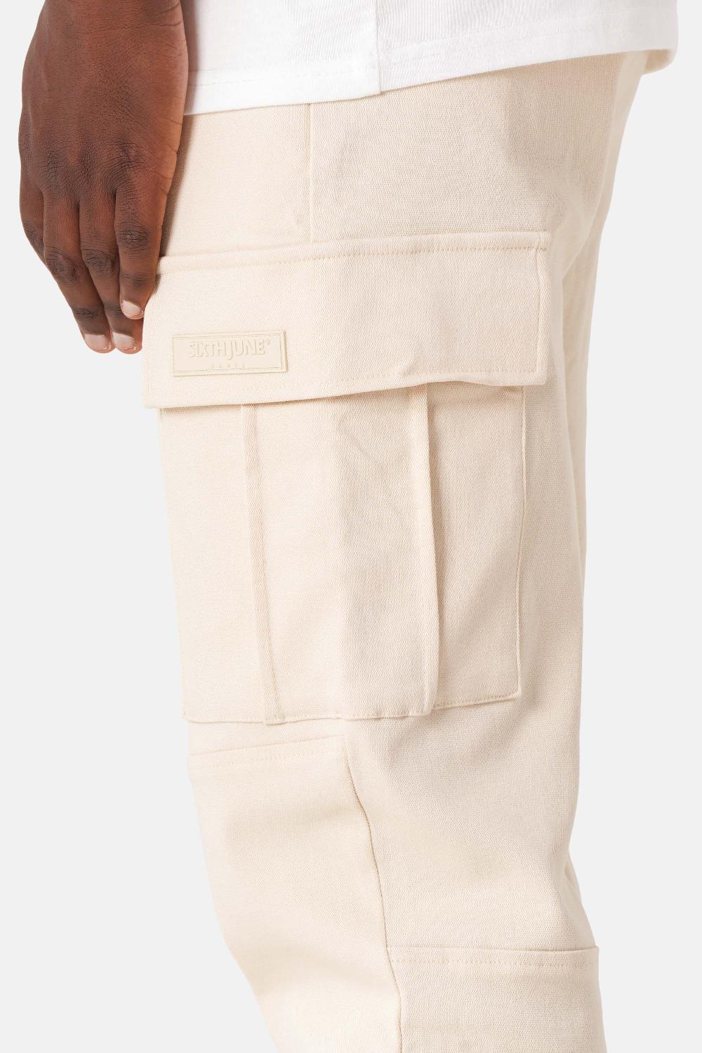 Sixth June Pantalon Droit Poches Cargo Beige