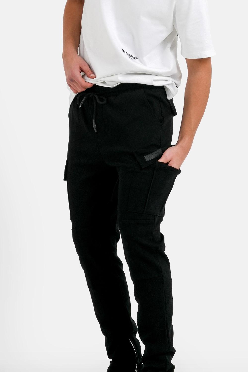 Sixth June Pantalon Droit Poches Cargo Noir