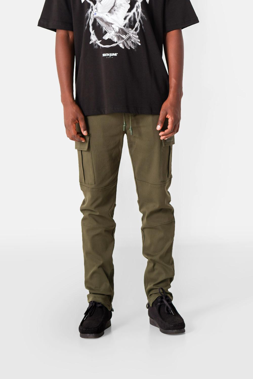 sixth june Pantalon droit poches cargo Vert kaki