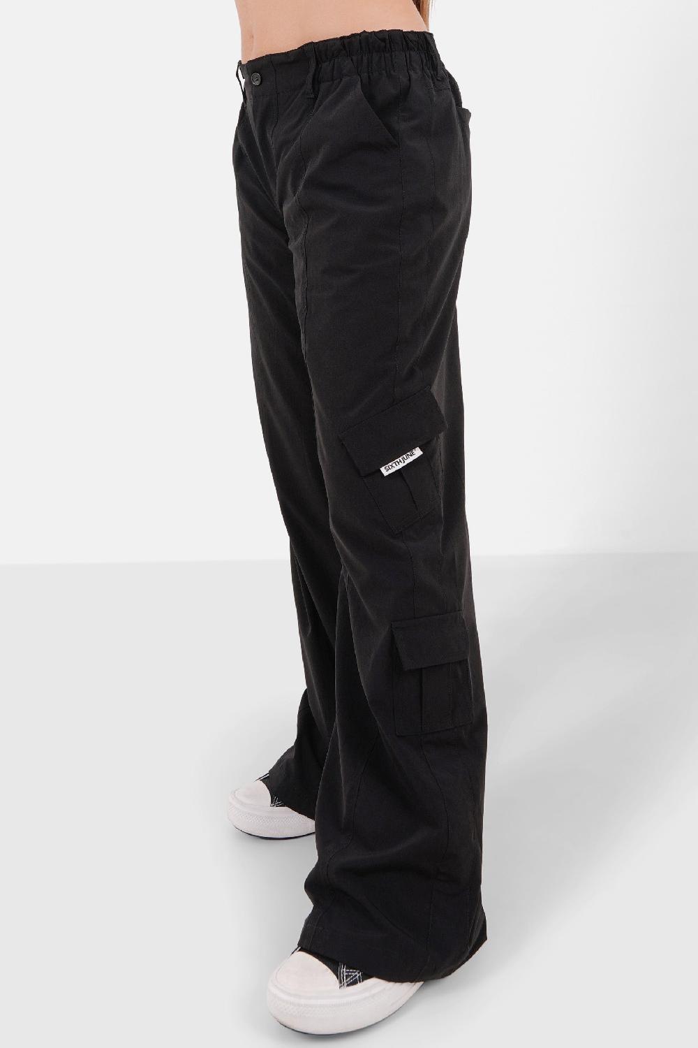 Sixth June Pantalon Fluide Doublé Cargo Noir