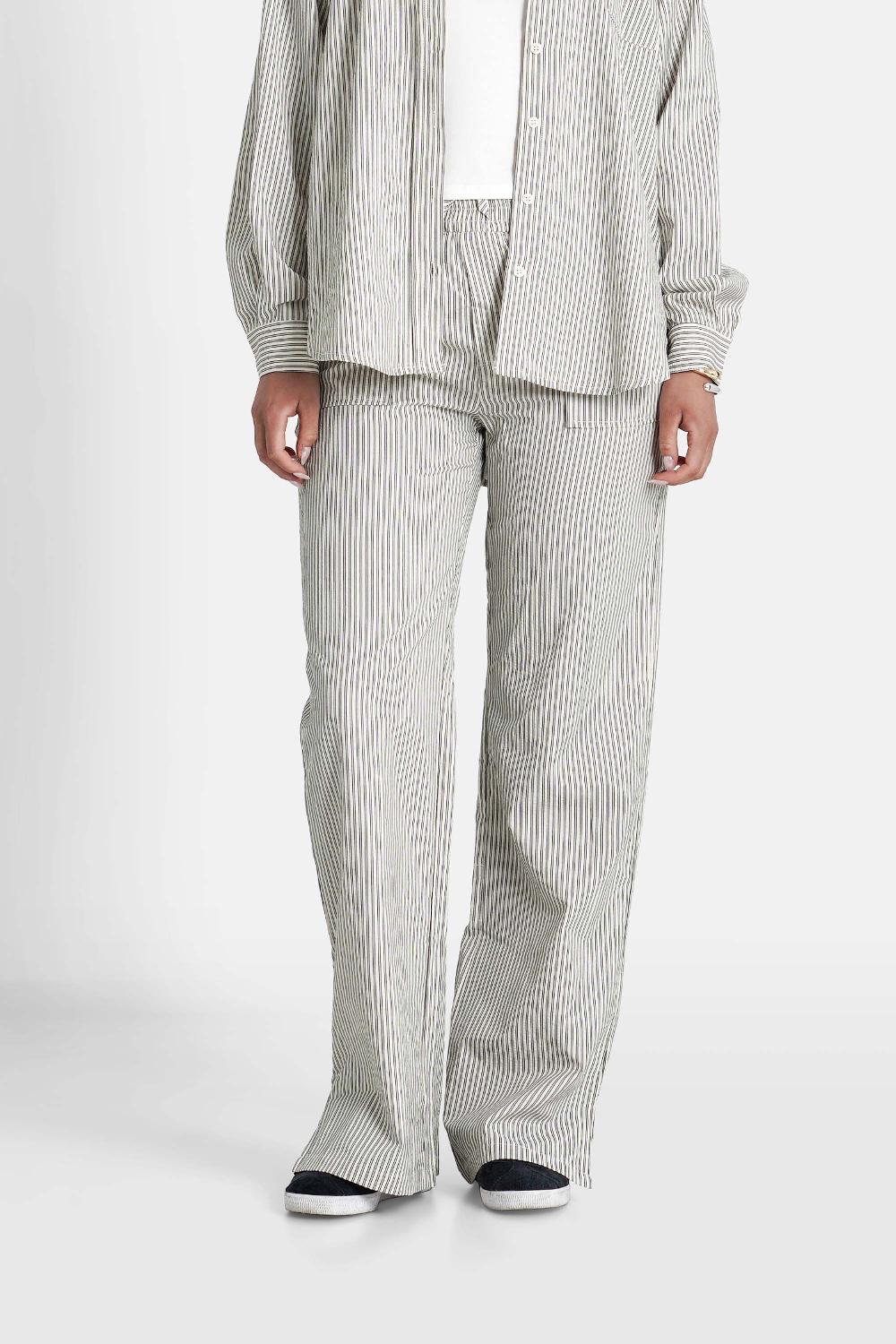 sixth june Pantalon fluide rayé Beige