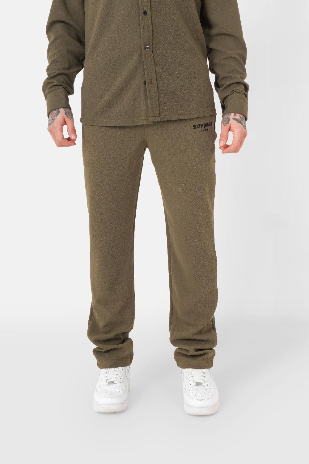 sixth june Pantalon fluide texturé Vert kaki